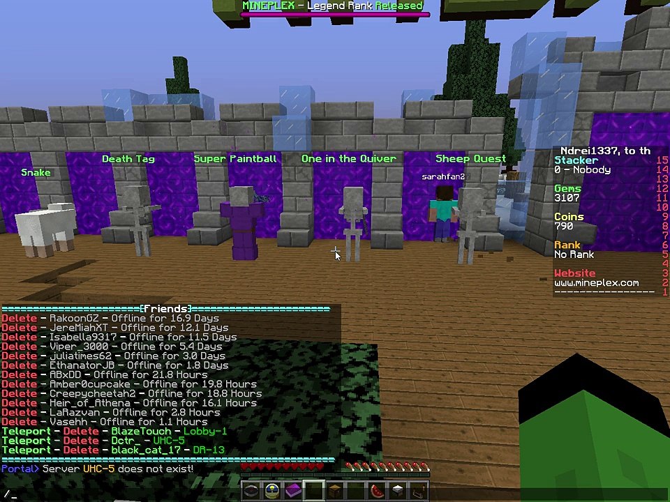 Mineplex Friend list bug