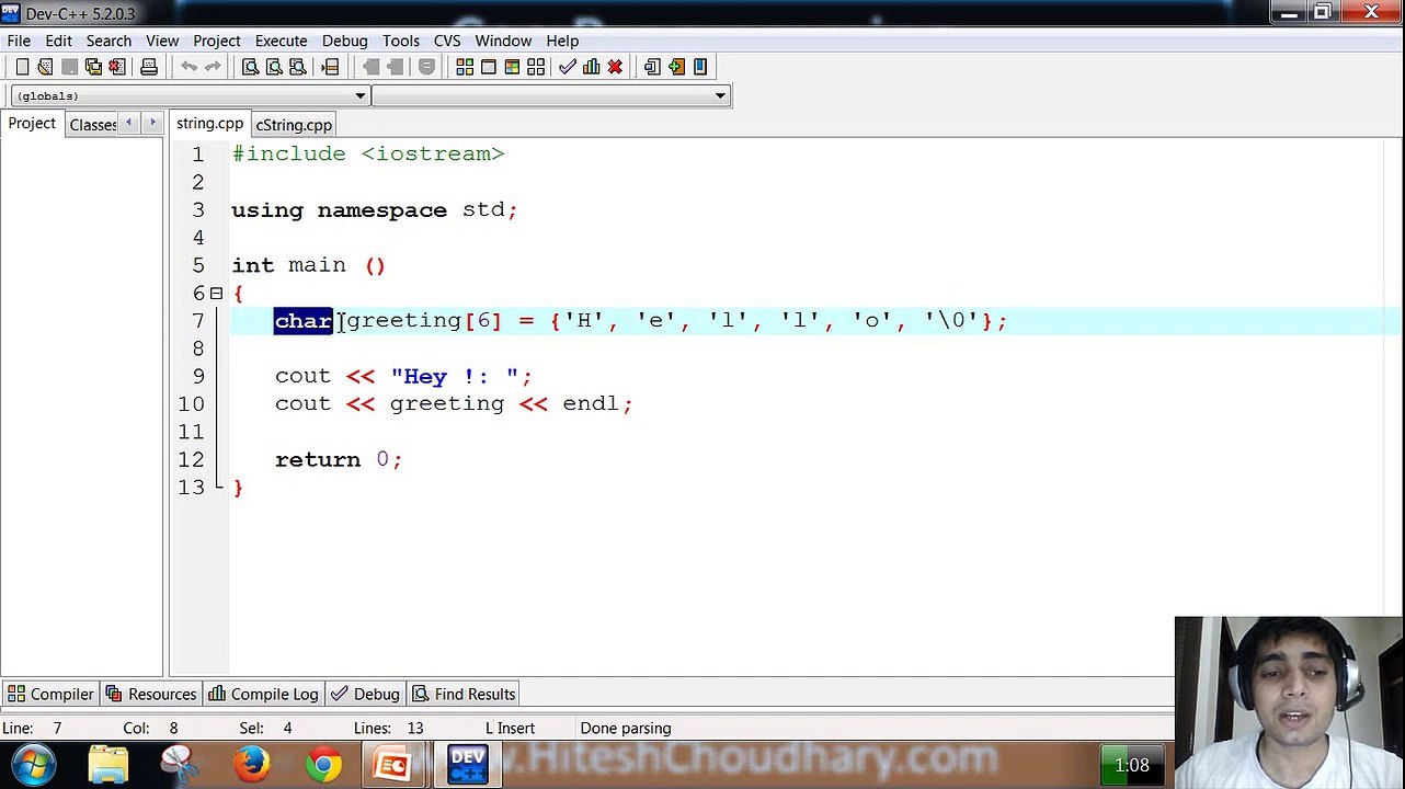 strings and C style working on string in c++ programming