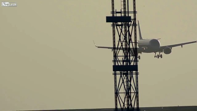 Winds force plane to land almost sideways at Leeds Airport