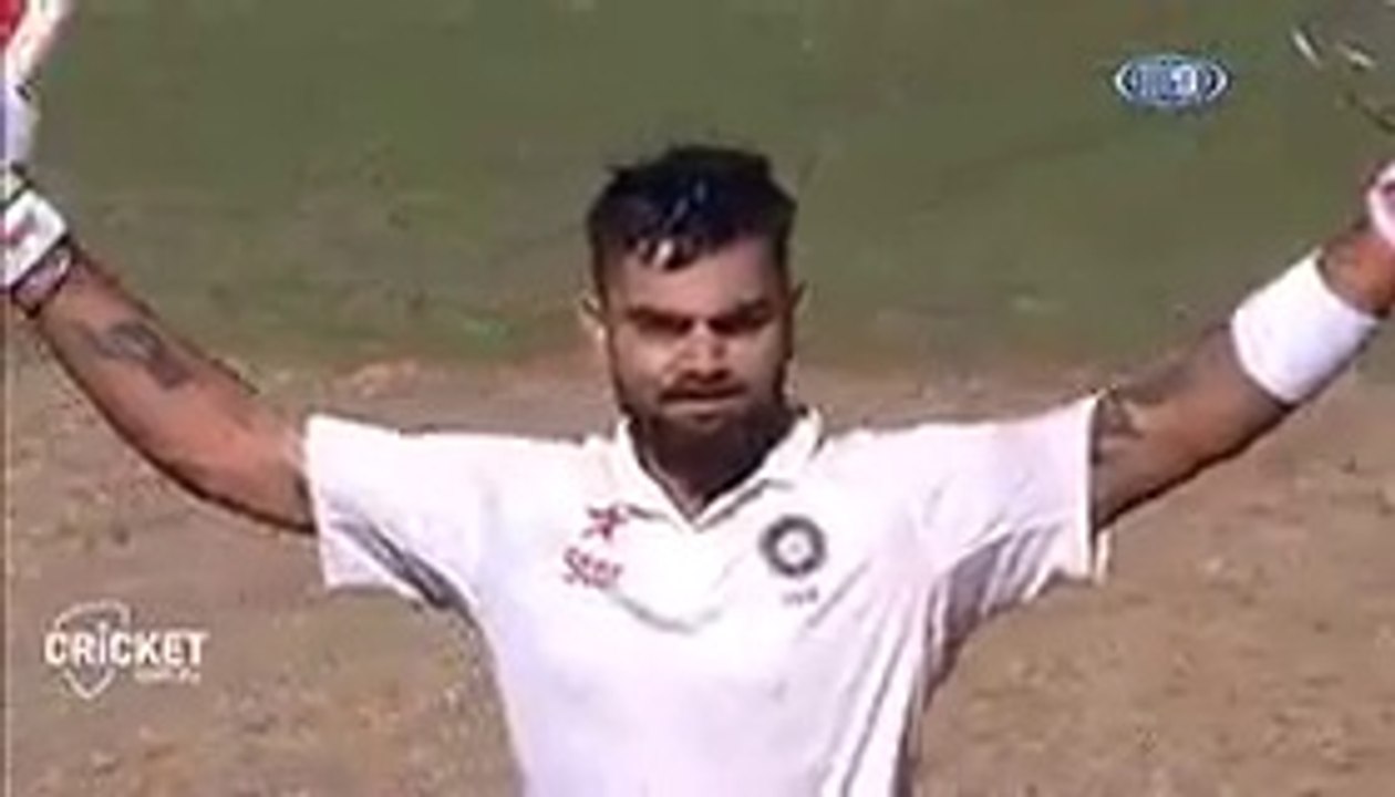 Kohli celebrated his 100 against Australia at Adelaide
