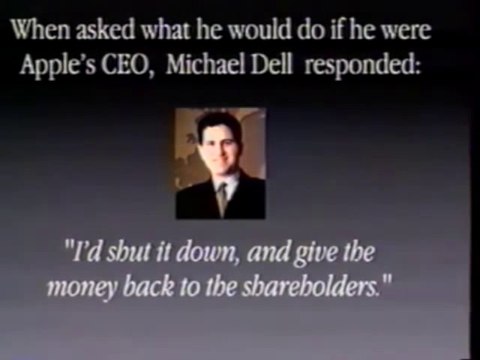 Steve Jobs hammers Michael Dell 1997