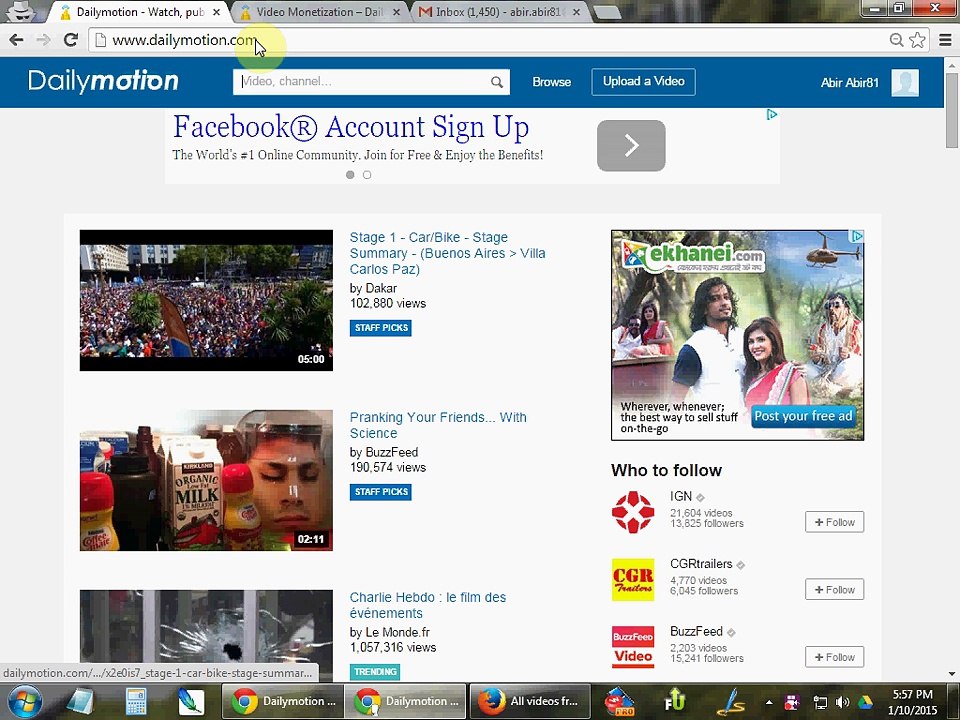 how to upload a video in Dailymotion.com