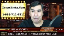 Houston Rockets vs. Utah Jazz Free Pick Prediction NBA Pro Basketball Odds Preview 1-10-2015