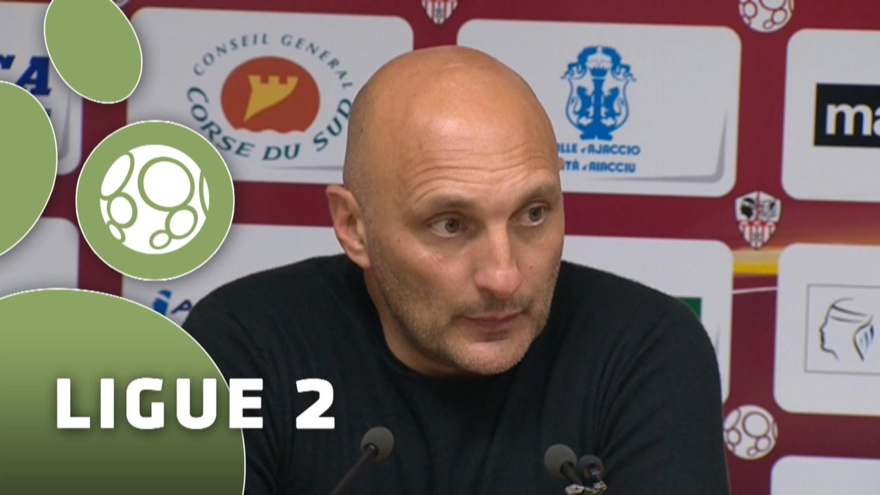 Conférence de presse AC Ajaccio - Nîmes Olympique (0-1) : Olivier PANTALONI (ACAJ) - José  PASQUALETTI (NIMES) - 2014/2015