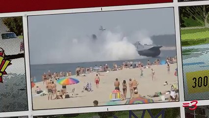 Russian Hovercraft Lands on Beach