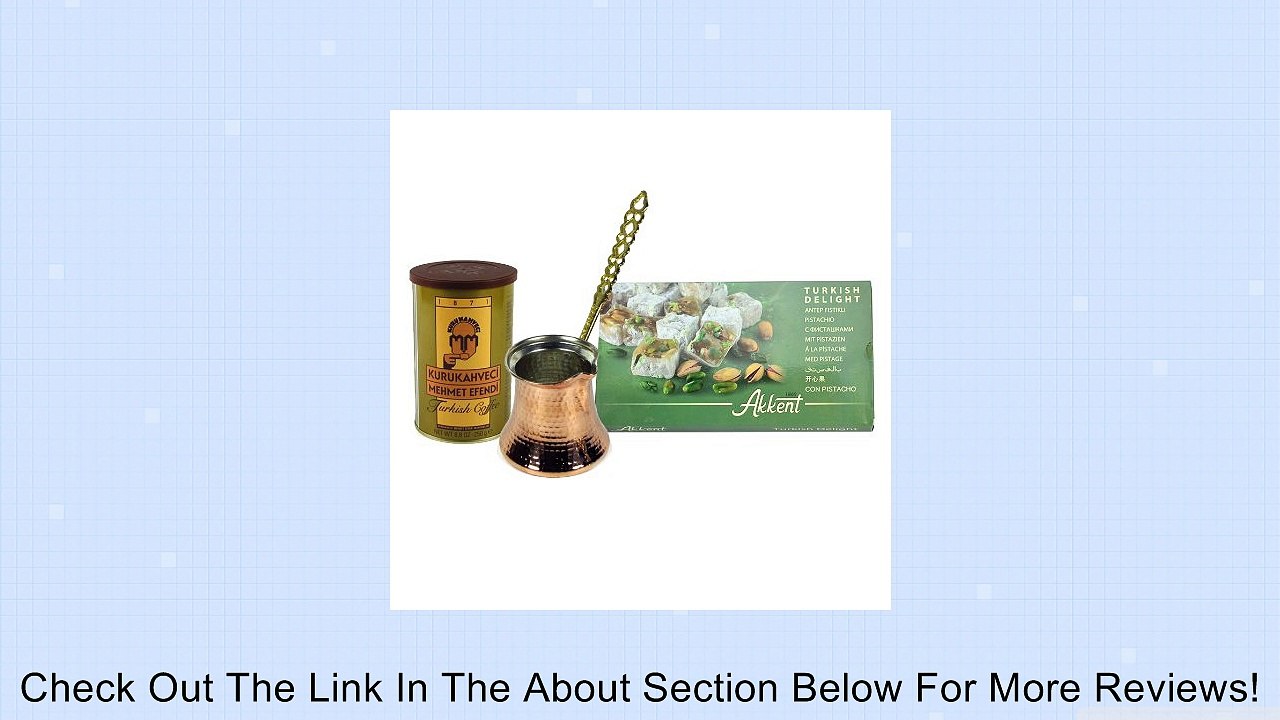 Turkish Coffee Pot (Cezve/ibrik) Brass Handle - Xl 14 Oz. By Turkish Coffee World with Turkish Delight and Turkish Coffee Review