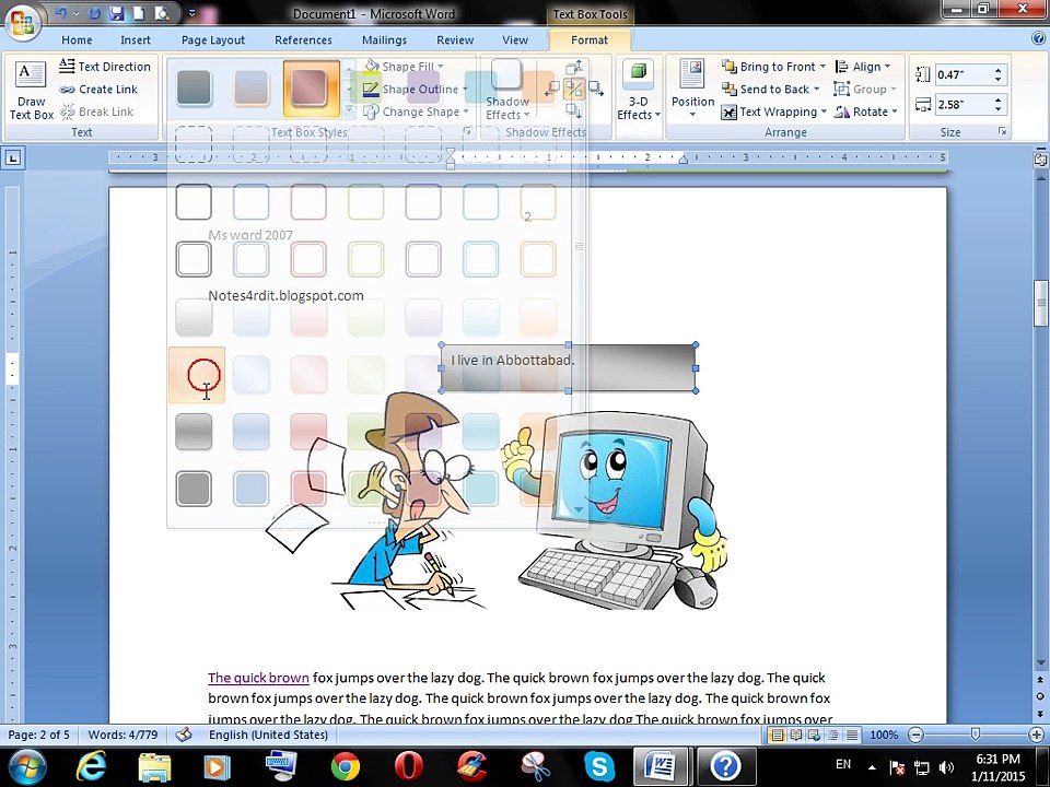 How to insert text box & how to apply wordart in ms word 2007 in urdu