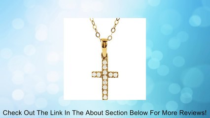 Childrens 14k Yellow Gold Cross with CZs Necklace, 15" Chain Review