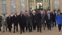 Marche républicaine : membres du gouvernement et leaders de l'opposition quittent ensemble l'Elysée