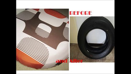 5 minute no-sew  Do it Yourself ottoman from OLD TIRE