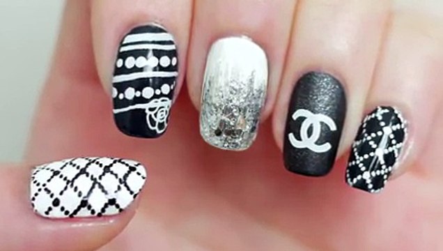 Black & White Chanel Inspired Nail Tutorial (Konad Stamping)