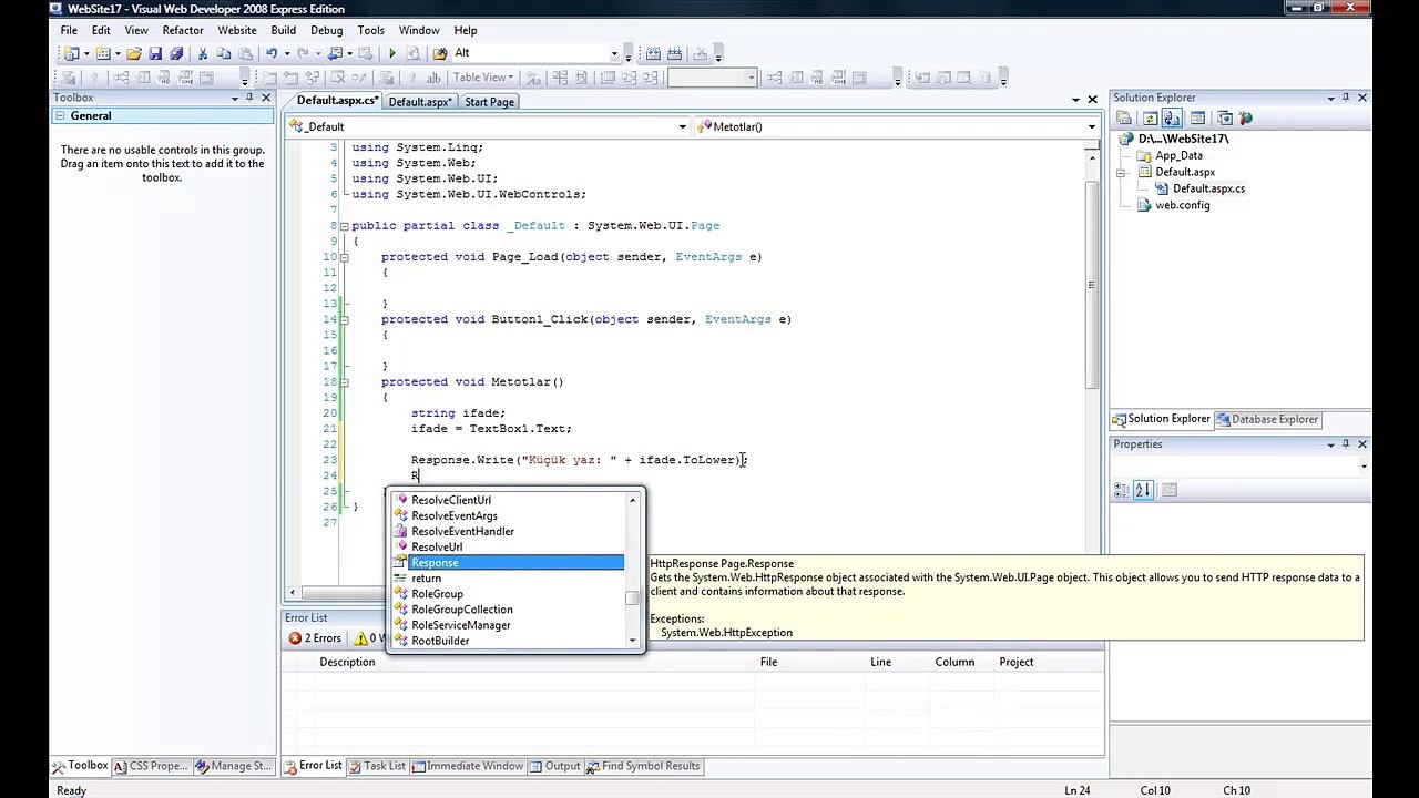 ASP. NET C# - Değişkenler 2 (HD)
