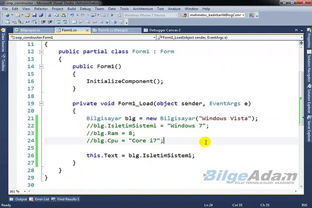 C# Dersleri Constructor