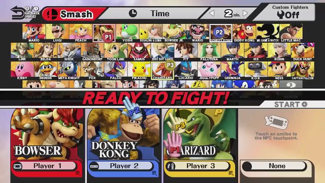 Super Smash Bros. Wii U Gameplay - Bowser, Donkey Kong and Charizard Free Fight