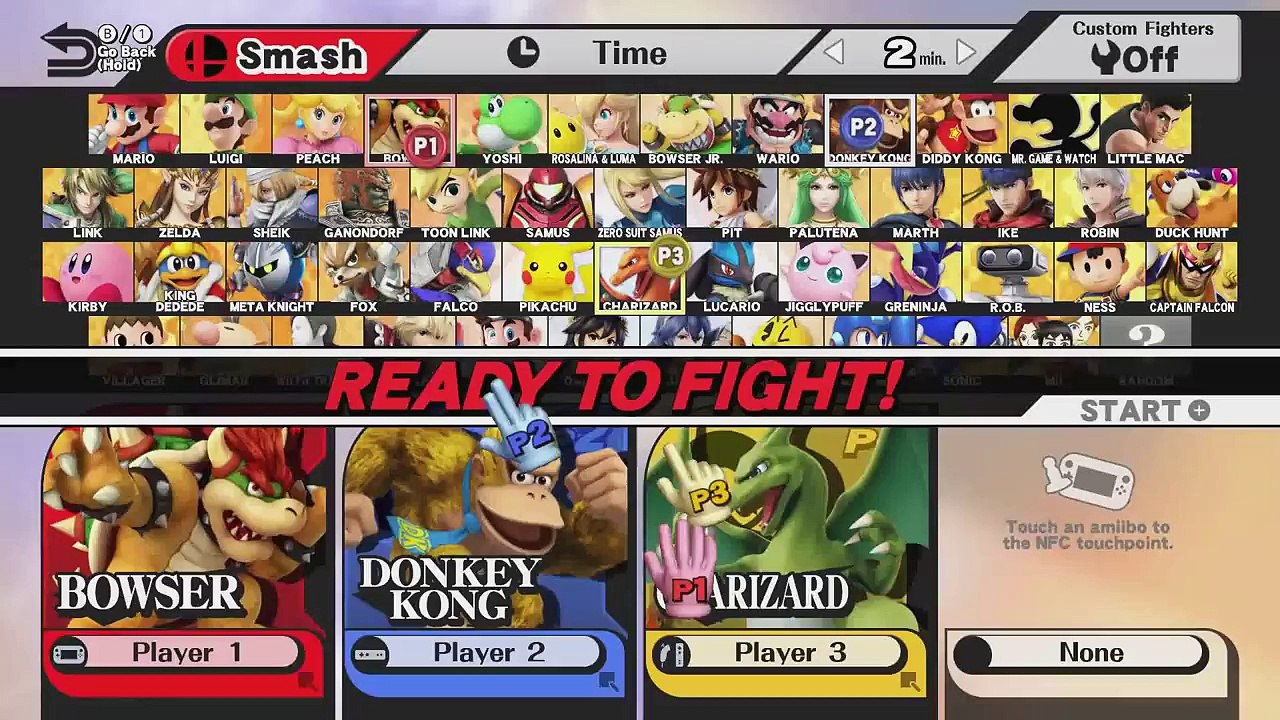 Super Smash Bros. Wii U Gameplay - Bowser, Donkey Kong and Charizard Free Fight