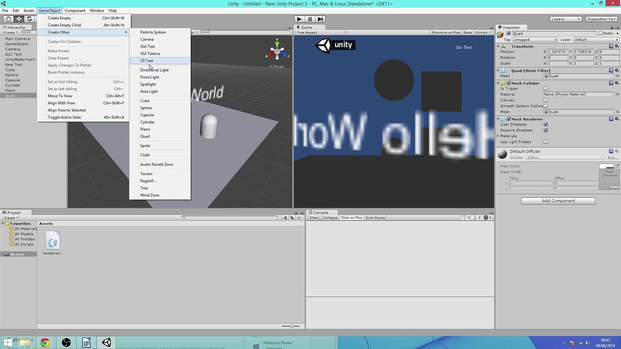Unity 3D tutoriel Partie 5 Création et manipulation d'objet fr