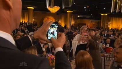 Benedict Cumberbatch photobombs Meryl Streep North korea Joke Golden Globes