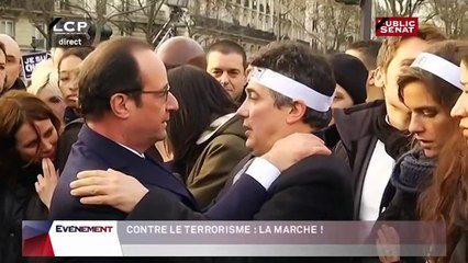 Images poignantes de Patrick Pelloux avec François Hollande (11/01/2015)