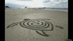 Amazing artistic robot drawing in the sand : Beachbot