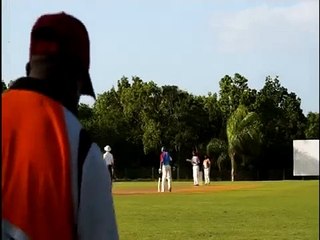 Mark Audain batting at Ultimate Oval, St Ann's, Jamaica