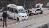 İşçi minibüsü devrildi: 15 yaralı