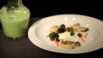 Crème de cresson, huîtres, gillardeau snackées et crème au citron par Stéphane Thoreton (#DPDC)
