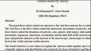 Groundbreaking relativity theory, the Grand relativity  by Dr Mohammed Faig Abad Alrazak, beyond Einstein relativity,
