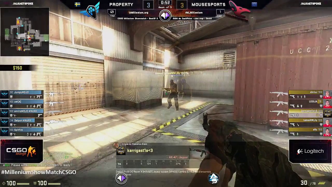 CS:GO - Millenium ShowMatch #2 - Mousesports vs Property (Cache)(2/4)