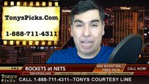 Brooklyn Nets vs. Houston Rockets Free Pick Prediction NBA Pro Basketball Odds Preview 1-12-2015