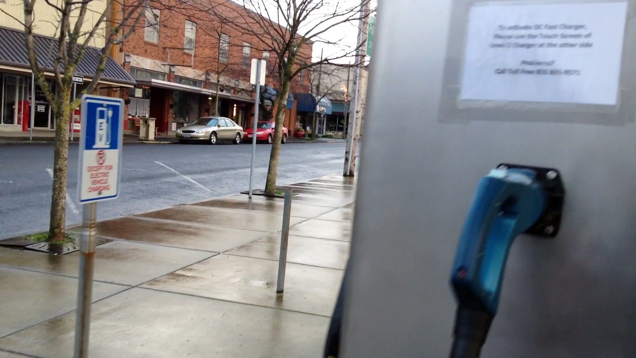 Electric Car Gas Station in Tillamook, Oregon. I have yet to see someone use it. In fact there was a spider in one of the compartments that you access to flip a switch for something. I think the spider says it all. Plus all that electricity is scary