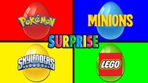 Surprise Eggs Learning Colors #1 | Skylanders, Pokemon, Minions, Legos