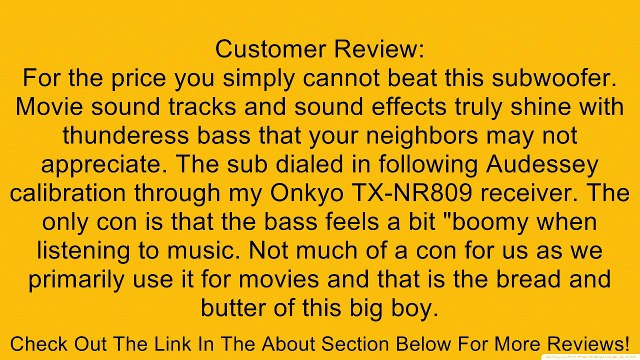 Theater Solutions SUB15F Front Firing Powered Subwoofer (Black) Review