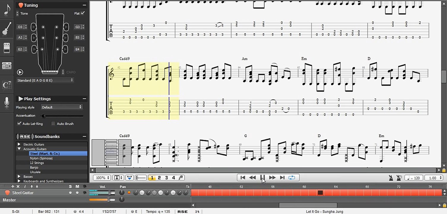 (Frozen) Let it go - Guitar tab tutorial Sungha Jung