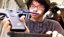 This Japanese Teenager Brush His Teeth With A Machine Gun-by Entertainment & Fun Videos