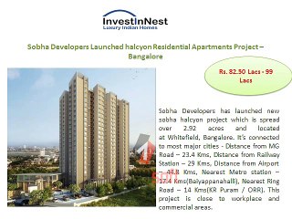 InvestInNest Offers Sobha Halcyon Apartments at Effective Cost