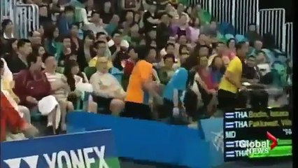 Bloody Fight between Two Badminton Players