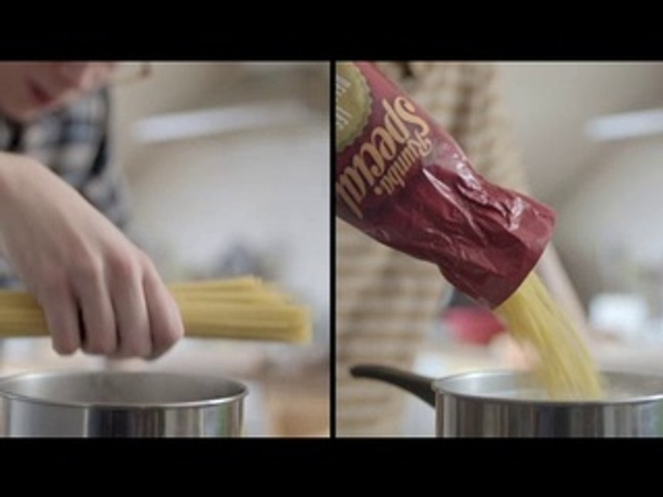 Australie pour E. Leclerc - supermarché, hypermarché, "Qui est le moins cher ?" - mars 2014 - spaghetti vs coquillettes