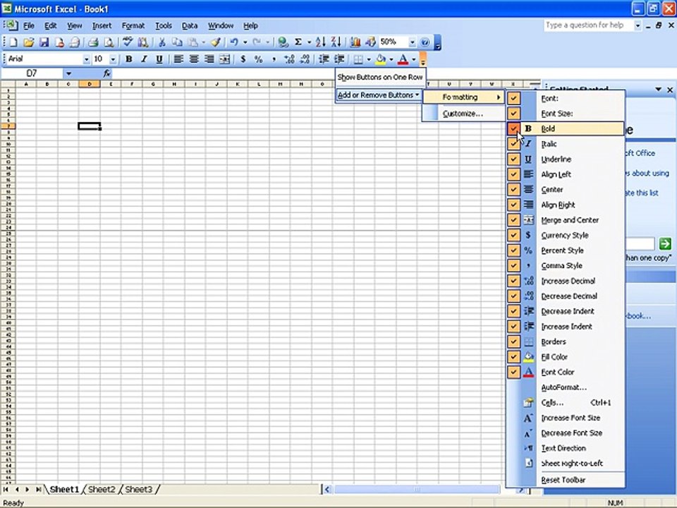 Ms Excel 2003 Training- Toolbars and menus (Part2)