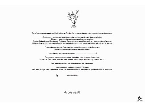 Maison Franck Sorbier - Défilé Haute-Couture AH08 - démonstration du site internet