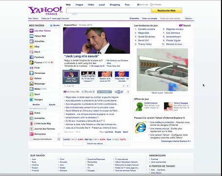 Nissan - voiture Qashqai - mars 2010 - site yahoo, spot 3D