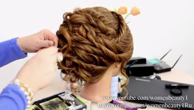 Romantic hairstyles for medium long hair. Updo hairstyles
