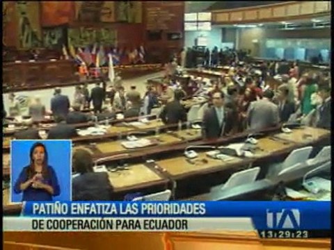 Canciller Patiño se refirió a las prioridades de cooperación para Ecuador