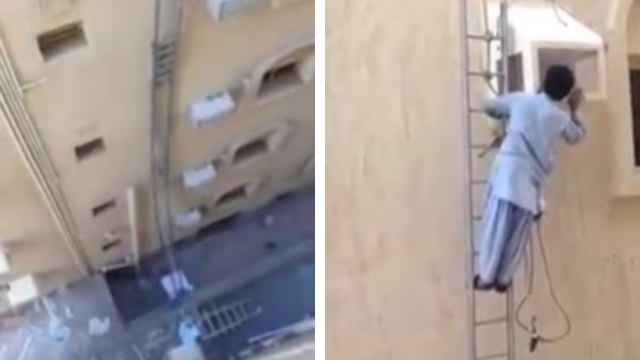 Un Indien travaille sur une très très grande échelle