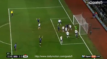 Cole C Goal West Ham 2 - 2 Everton FA Cup 13-1-2015