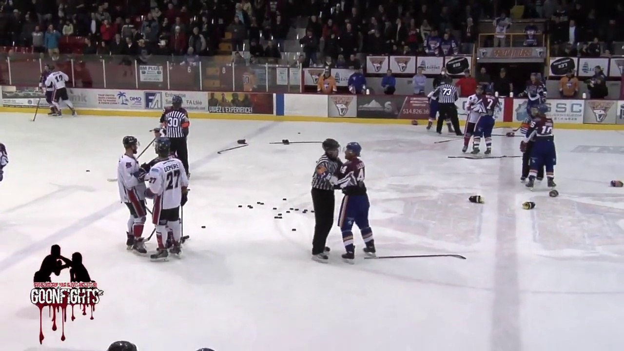 Hockey Brawl in Warm-ups : Laval vs St George LNAH - January 11 2015