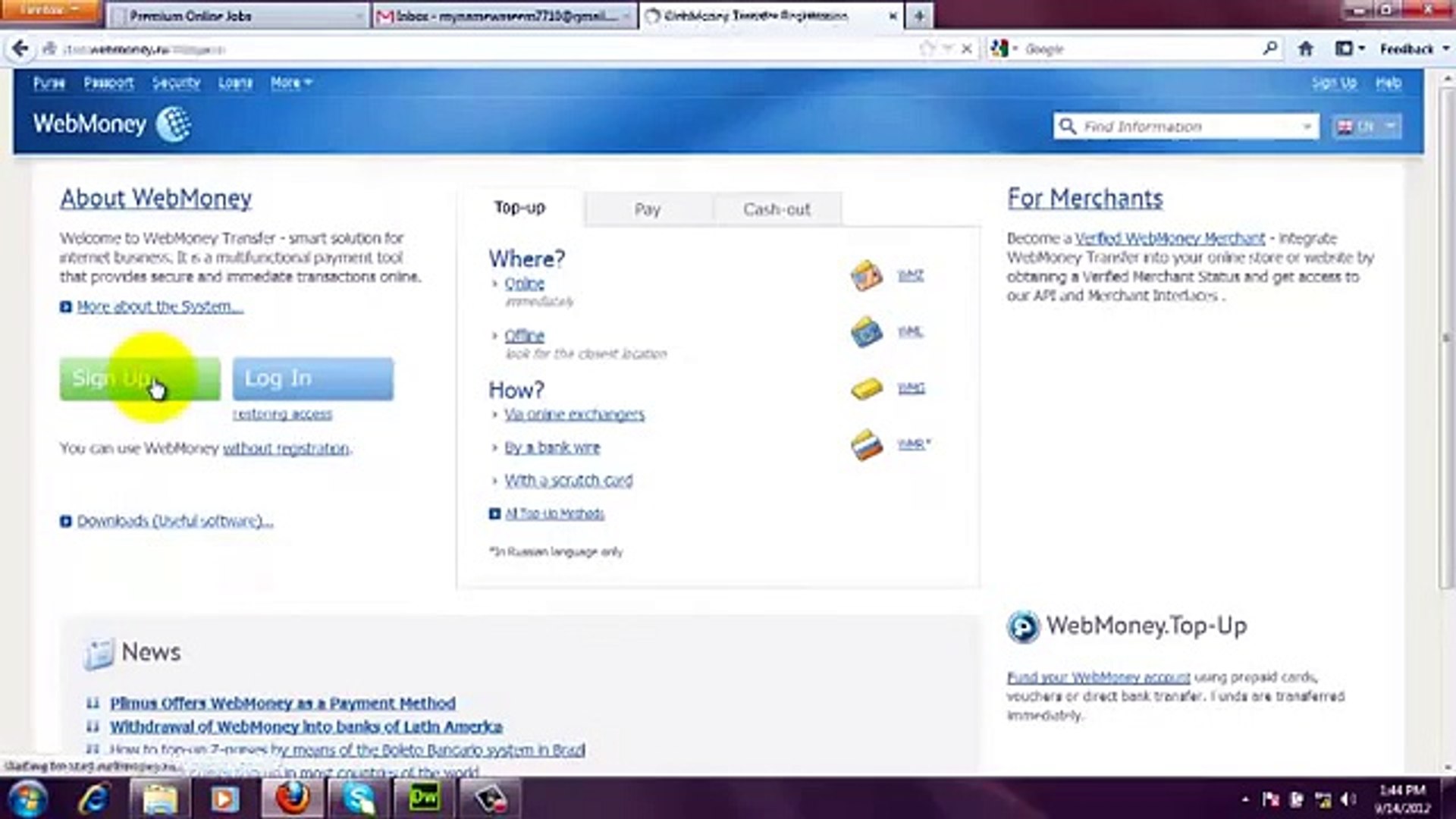 How to create free web money account from gmail