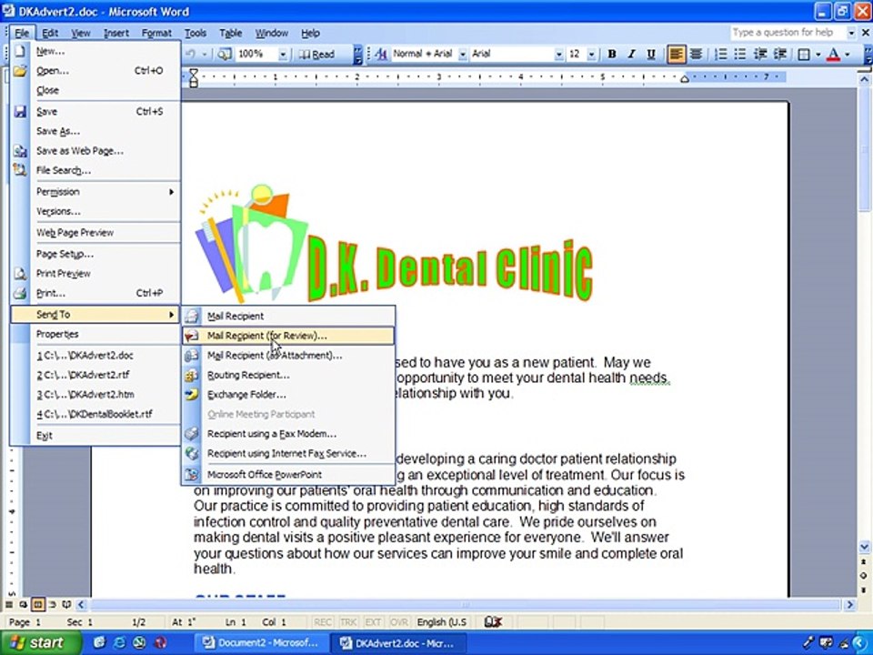 Ms Word 2003 Training- Sending_Documents (Part 10)