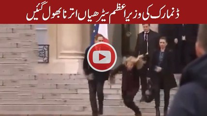 Prime Minister of Denmark Down on the stairs Palace -Elysee- in Paris 2015