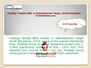 Prestige Temple Bells Offer 1, 2, 2.5, 3 BHK within Your Budgets – Bangalore