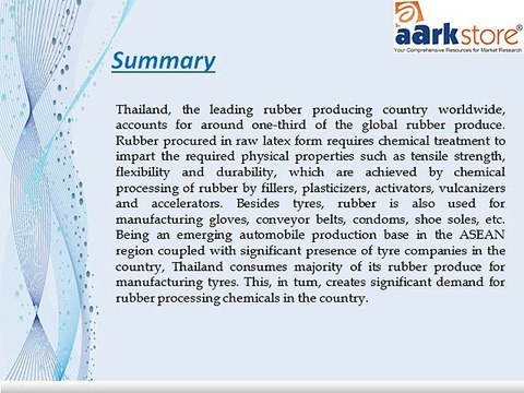 Aarkstore - Thailand Rubber Chemicals Market Forecast and Opportunities, 2020